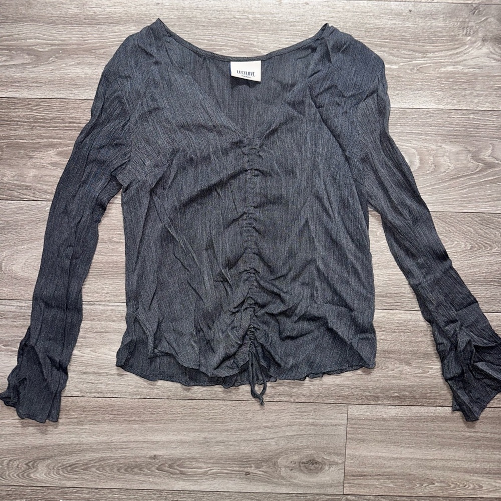 Lucy Love Charcoal Ruched Blouse